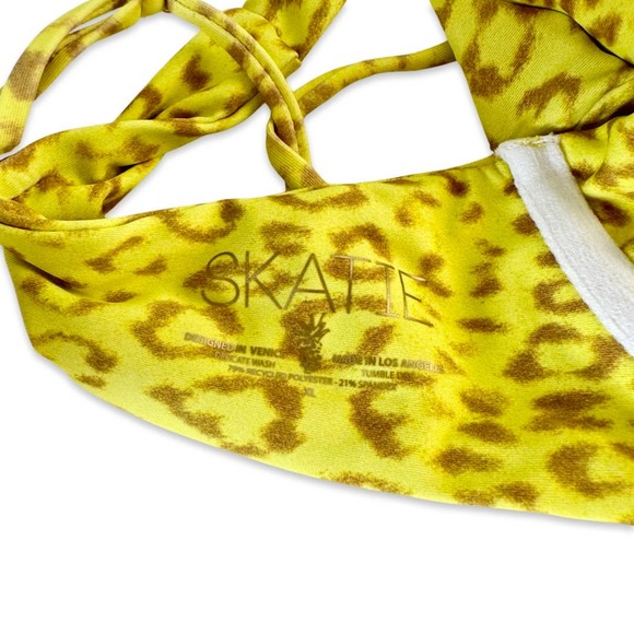 SKATIE Kate Bikini Top in Tulum Neon Yellow Cheetah Leopard Print XL - Picture 8 of 9